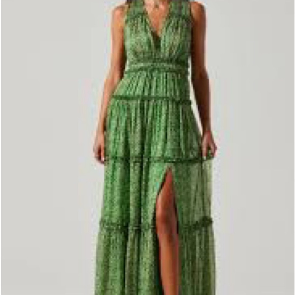 Astr Green Maxi Dress with Slit